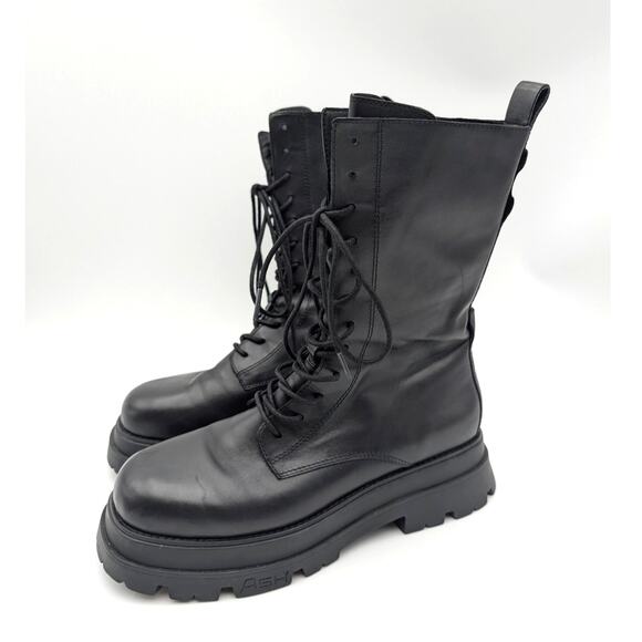 Ash Elton Platform Lug Sole Combat Boots Lace-Up Women's Black Size US9 EU40 - Picture 1 of 13